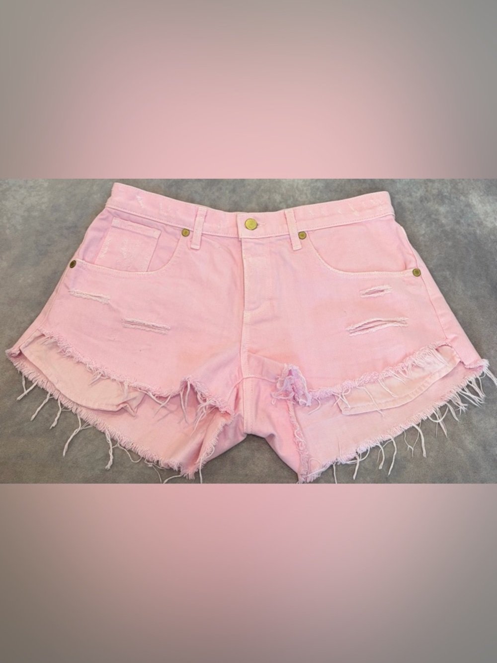 Ramy Brook Size :27 Women Pastel Pink Distressed Denim Shorts